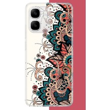Aksesuarist Infinix Smart 10 Uyumlu Etnik Çiçek Deseni Baskılı Silikon Kılıf