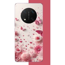 Aksesuarist Honor X9C Uyumlu Pembe Kelebek Baskılı Silikon Kılıf