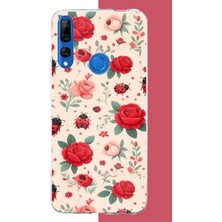 Aksesuarist Honor 9x Uyumlu Uğur Böcek ve Gül Baskılı Silikon Kılıf