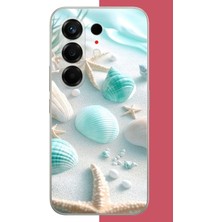 Aksesuarist Tecno Camon 50 Uyumlu Turkuaz Deniz Kabuğu Baskılı Silikon Kılıf