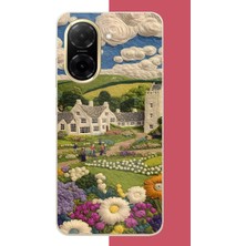 Aksesuarist Redmi A5 Uyumlu Nakışlı Bulut ve Kasaba Baskılı Silikon Kılıf