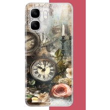 Aksesuarist Infinix Smart 10 Uyumlu Çiçekli Saat Baskılı Silikon Kılıf