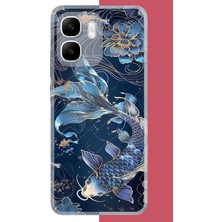 Aksesuarist Infinix Smart 10 Uyumlu Mavi Yüzen Balık Baskılı Silikon Kılıf