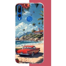 Aksesuarist Honor 9x Uyumlu Palm Sahil Baskılı Silikon Kılıf