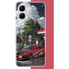Aksesuarist Infinix Smart 10 Uyumlu Bulutların Altında Spor Otomobil Baskılı Silikon Kılıf