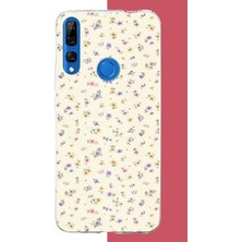 Aksesuarist Honor 9x Uyumlu Sarı Lila Çiçek Baskılı Silikon Kılıf