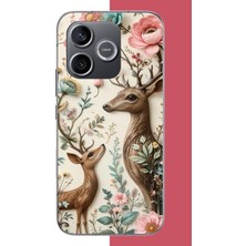 Aksesuarist Honor 600 Uyumlu Çiçekli Geyik Baskılı Silikon Kılıf