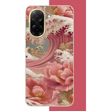 Aksesuarist Redmi A5 Uyumlu Pembe Çiçekli Dalga Baskılı Silikon Kılıf