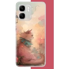 Aksesuarist Infinix Smart 10 Uyumlu Mavi Fularlı Kedi Baskılı Silikon Kılıf