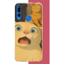 Aksesuarist Honor 9x Uyumlu Şaşkın Kedi Baskılı Silikon Kılıf