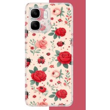 Aksesuarist Infinix Smart 10 Uyumlu Uğur Böcek ve Gül Baskılı Silikon Kılıf