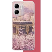 Aksesuarist Infinix Smart 10 Uyumlu Pembe Çiçekli Kabe Baskılı Silikon Kılıf