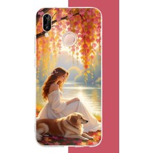 Aksesuarist Huawei P20 Lite Uyumlu Kadın ve Köpek Baskılı Silikon Kılıf