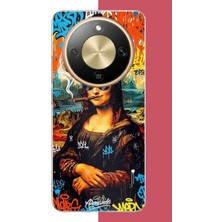 Aksesuarist Honor Magic 8 Lite Uyumlu Mona Lisa Graffiti Baskılı Silikon Kılıf