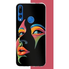 Aksesuarist Honor 9x Uyumlu Renkli Yüzler Baskılı Silikon Kılıf