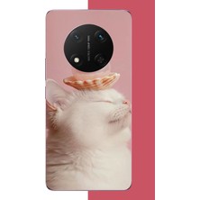 Aksesuarist Honor X9C Uyumlu Incili Kedi Baskılı Silikon Kılıf