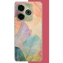 Aksesuarist Tecno Pova 6 Pro Uyumlu Renkli Yaprak Baskılı Silikon Kılıf