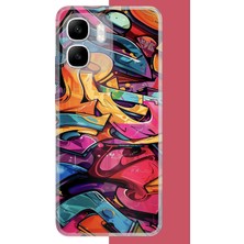 Aksesuarist Infinix Smart 10 Uyumlu Renkli Graffiti Duvarı Baskılı Silikon Kılıf