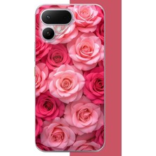 Aksesuarist Tecno Pova Curve 2 Uyumlu Pembe Gül Bahçesi Baskılı Silikon Kılıf