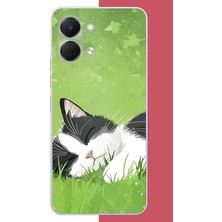 Aksesuarist Tecno Spark Go 3 Uyumlu Uyuyan Kedi Baskılı Silikon Kılıf