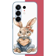 Aksesuarist Tecno Camon 50 Pro Uyumlu Çiçek Tokalı Tavşan Baskılı Silikon Kılıf
