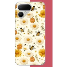 Aksesuarist Tecno Pova Curve 2 Uyumlu Arılı Sarı Çiçek.jpeg Baskılı Silikon Kılıf