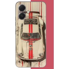 Aksesuarist Tecno Spark Go 2 Uyumlu Kırmızı Çizgili Porsche Baskılı Silikon Kılıf