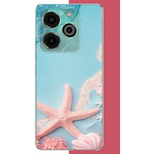 Aksesuarist Tecno Pova 6 Pro Uyumlu Mavi Kumsal Baskılı Silikon Kılıf
