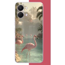 Aksesuarist Tecno Spark Go 3 Uyumlu Akarsudaki Flamingo Baskılı Silikon Kılıf