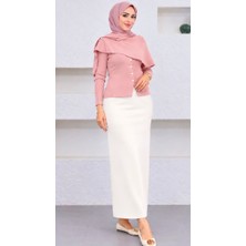 Cng Moda Scuba Kumaş Beli Lastikli Kalem Etek