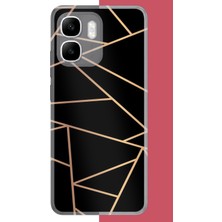 Aksesuarist Infinix Smart 10 Uyumlu Altın Diyagonal Çizgi Baskılı Silikon Kılıf