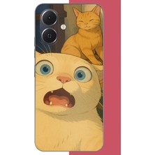 Aksesuarist Tecno Spark Go 2 Uyumlu Şaşkın Kedi Baskılı Silikon Kılıf