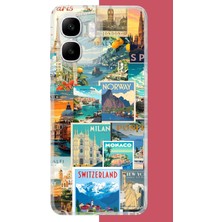 Aksesuarist Infinix Smart 10 Uyumlu Kart Postal Kolaj Baskılı Silikon Kılıf