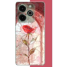 Aksesuarist Tecno Pova 6 Pro Uyumlu Pencereki Gül Baskılı Silikon Kılıf