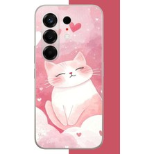 Aksesuarist Tecno Camon 50 Uyumlu Pembe Kedi Baskılı Silikon Kılıf