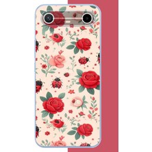 Aksesuarist Tecno Spark Slim 5g Uyumlu Uğur Böcek ve Gül Baskılı Silikon Kılıf