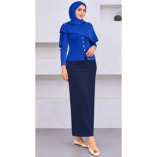 Cng Moda Scuba Kumaş Beli Lastikli Kalem Etek