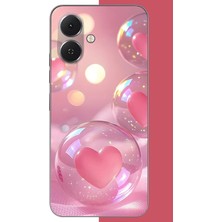 Aksesuarist Tecno Spark Go 2 Uyumlu Kalp Baloncukları Baskılı Silikon Kılıf