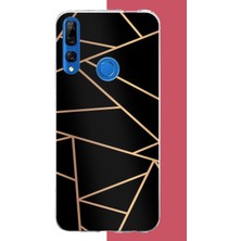 Aksesuarist Honor 9x Uyumlu Altın Diyagonal Çizgi Baskılı Silikon Kılıf