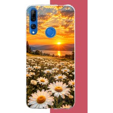 Aksesuarist Honor 9x Uyumlu Papatya Tarlasında Gün Batımı Baskılı Silikon Kılıf