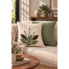 Modamina Punch Nakışlı 2'li Kırlent Kılıfı Seti | Fermuarlı 42X42 cm | Modern Koltuk Kırlenti | Çiçek Desenli, Dekoratif