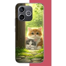 Aksesuarist Honor 600 Uyumlu Kapıdaki Kediler Baskılı Silikon Kılıf