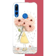 Aksesuarist Honor 9x Uyumlu Yağmur Altında Çiçekler Baskılı Silikon Kılıf
