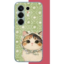 Aksesuarist Tecno Camon 50 Pro Uyumlu Yeşil Fularlı Kedi Baskılı Silikon Kılıf