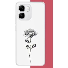 Aksesuarist Infinix Smart 10 Uyumlu Siyah Gül Baskılı Silikon Kılıf