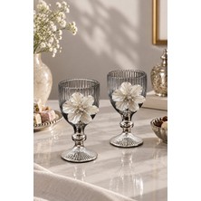 Yzhome 2 Li Cam Lotus Kahve Yanı Bardak Bardak Gümüş Kaplama 75ML