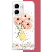 Aksesuarist Infinix Smart 10 Uyumlu Yağmur Altında Çiçekler Baskılı Silikon Kılıf