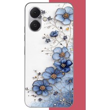 Aksesuarist Tecno Spark Go 2 Uyumlu Mavi Çiçek Baskılı Silikon Kılıf