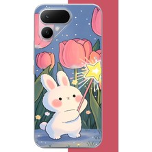 Aksesuarist Tecno Pova Curve 2 Uyumlu Peluş Tavşan Baskılı Silikon Kılıf