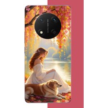 Aksesuarist Honor X9C Uyumlu Kadın ve Köpek Baskılı Silikon Kılıf
